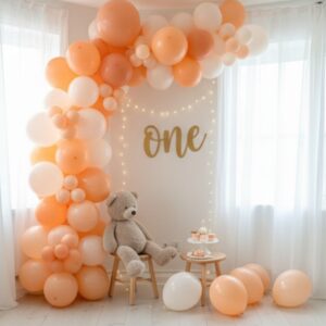 Balloon Decoration - Peach & Pastel Birthday Backdrop